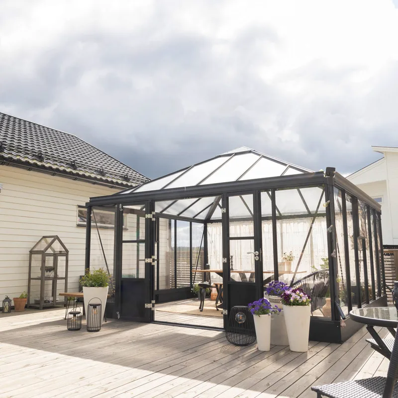 Orangeri och uterum 19,2m² - Svart - Trädgård & spabad - Trädgårdsskötsel - Växthus