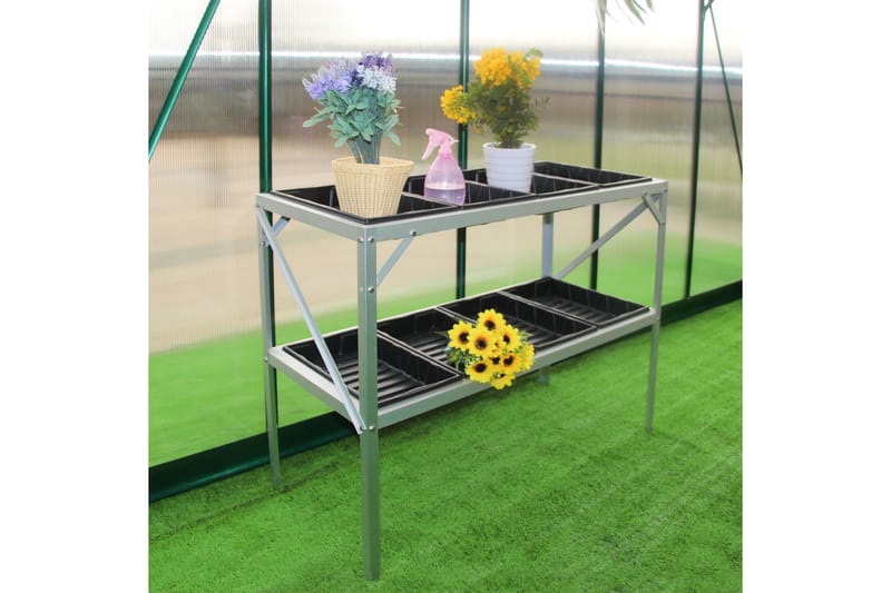 Växthusbord med planteringslådor 97x41x75 cm - Silver - Planteringsbord - Odlingsbänk