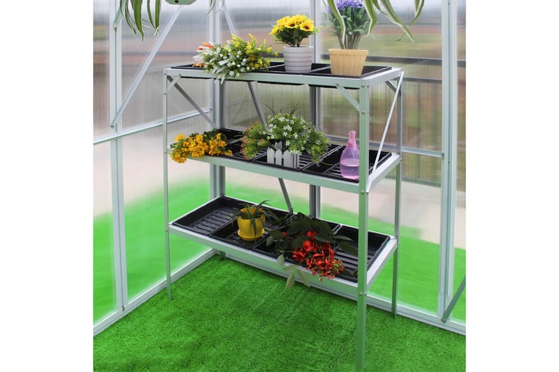 Växthusbord med planteringslådor 97x41x113 cm - Silver - Planteringsbord - Odlingsbänk