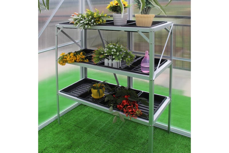 Växthusbord med planteringslådor 97x41x113 cm - Silver - Planteringsbord - Odlingsbänk
