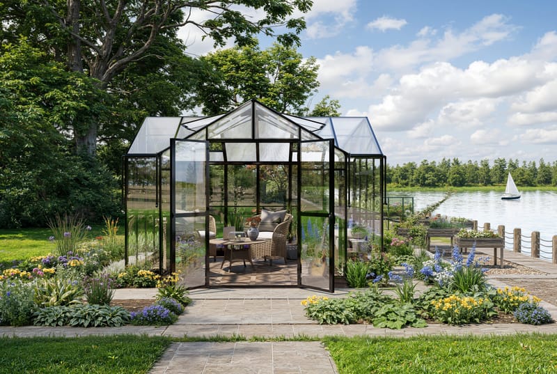 T-format växthus 11,6m² | 4mm säkerhetsglas | 5 års ramgaranti, undefined