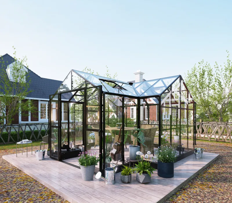 T-format växthus 12,4m² | 4mm säkerhetsglas & 6mm kanalplast | 5 års ramgaranti - Trädgård & spabad - Trädgårdsskötsel - Växthus