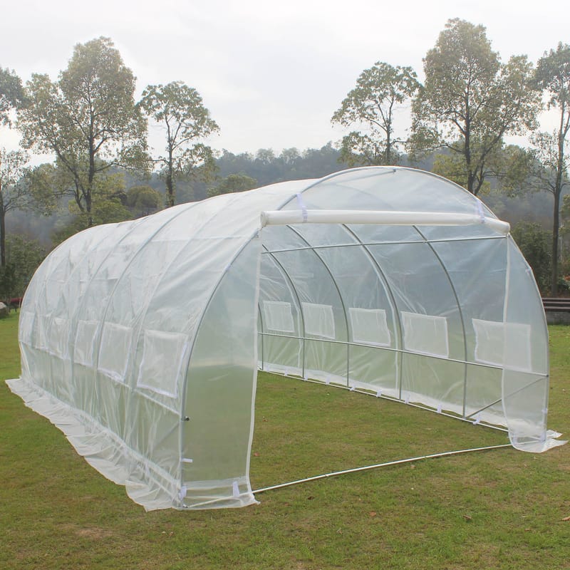 Tunnelväxthus 18m² | Stålram med transparent PE-plastöverdrag - Trädgård & spabad - Trädgårdsskötsel - Växthus