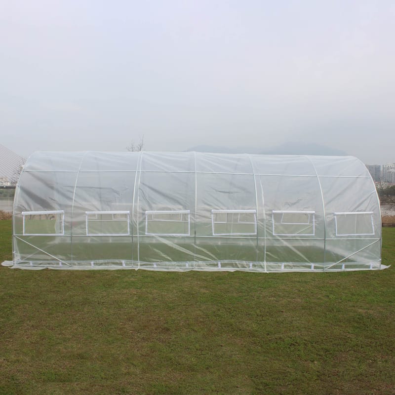 Tunnelväxthus 18m² | Stålram med transparent PE-plastöverdrag - Trädgård & spabad - Trädgårdsskötsel - Växthus