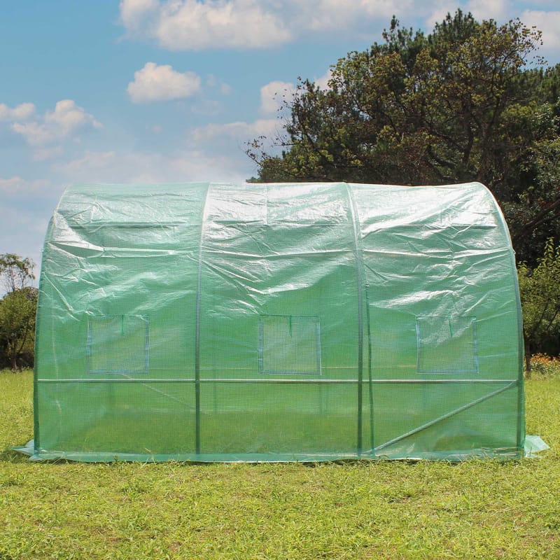 Tunnelväxthus 9m² | Stålram med PE-plastöverdrag - Trädgård & spabad - Trädgårdsskötsel - Växthus
