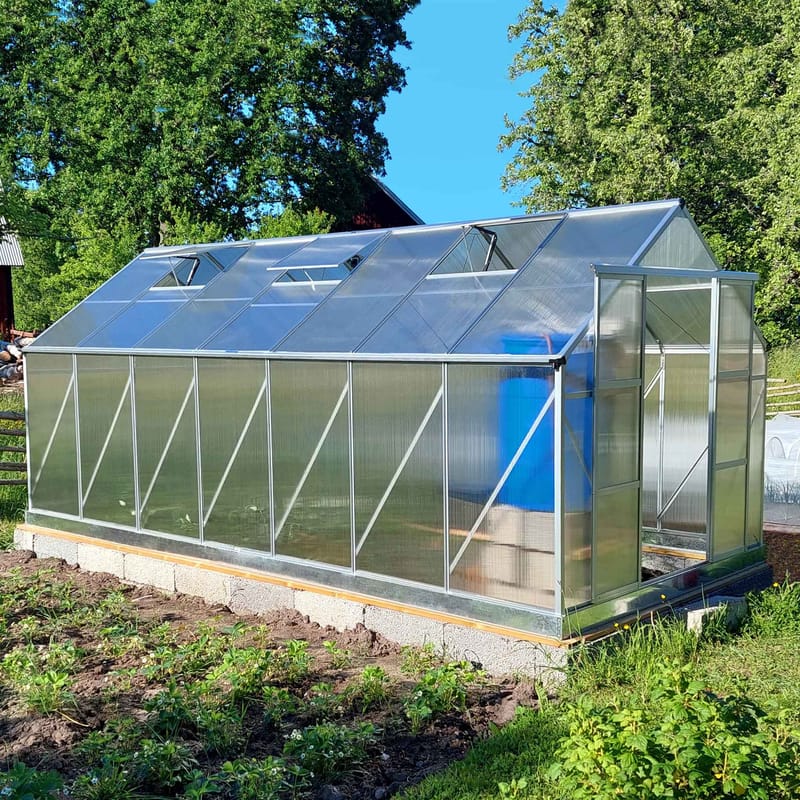 Växthus 12,4m² | Extra hög odlingshöjd | 6mm kanalplast - Trädgård & spabad - Trädgårdsskötsel - Växthus