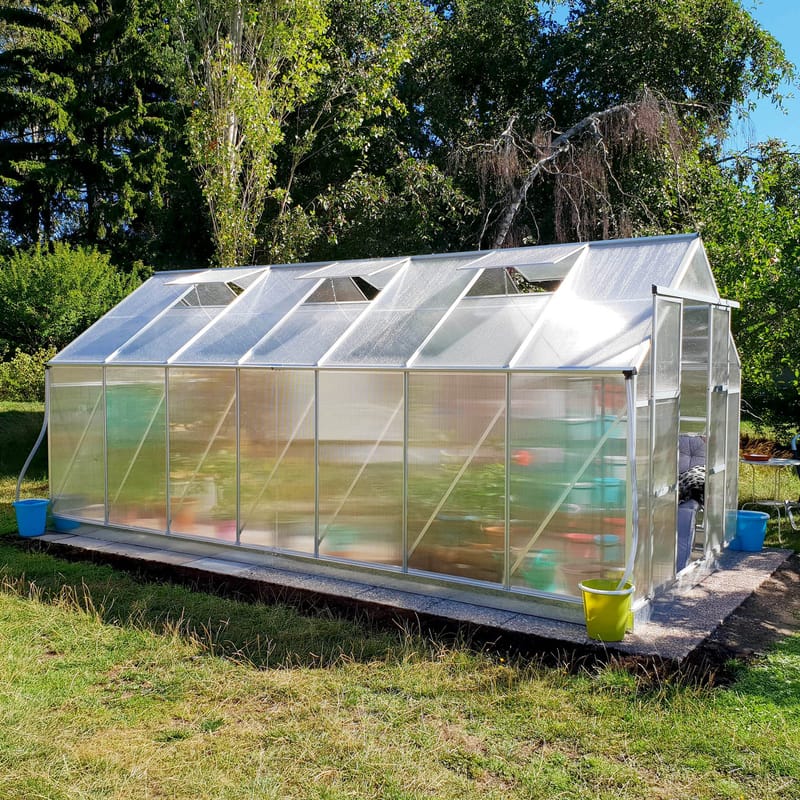 Växthus 12,4m² | Extra hög odlingshöjd | 6mm kanalplast - Trädgård & spabad - Trädgårdsskötsel - Växthus