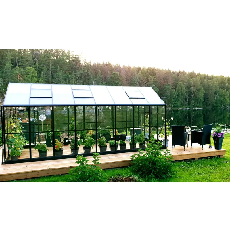 Växthus 12,7m² | 5 års stormgaranti | 4mm säkerhetsglas | Svart - Trädgård & spabad - Trädgårdsskötsel - Växthus