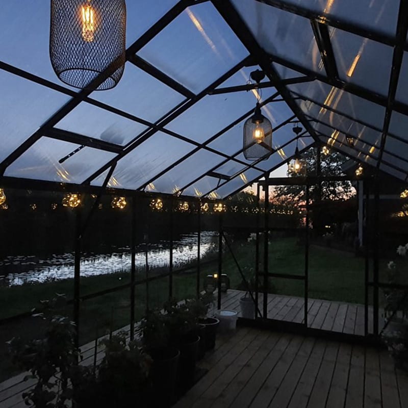 Växthus 12,7m² | 5 års stormgaranti | 4mm säkerhetsglas | Svart - Trädgård & spabad - Trädgårdsskötsel - Växthus