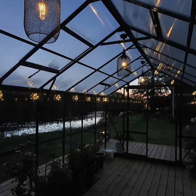 Växthus 12,7m² | 5 års stormgaranti | 4mm säkerhetsglas | Svart - Trädgård & spabad - Trädgårdsskötsel - Växthus