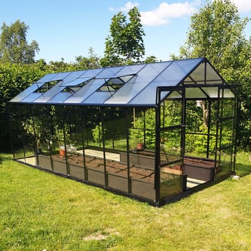 Växthus 12,7m² | 5 års stormgaranti | 4mm säkerhetsglas | Svart - Trädgård & spabad - Trädgårdsskötsel - Växthus