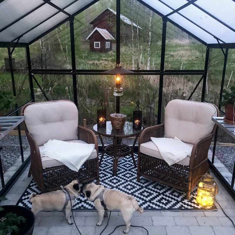 Växthus 12,7m² | 5 års stormgaranti | 4mm säkerhetsglas | Svart - Trädgård & spabad - Trädgårdsskötsel - Växthus