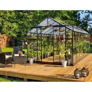 Växthus 12,7m² | 5 års stormgaranti | 4mm säkerhetsglas | Svart - Trädgård & spabad - Trädgårdsskötsel - Växthus