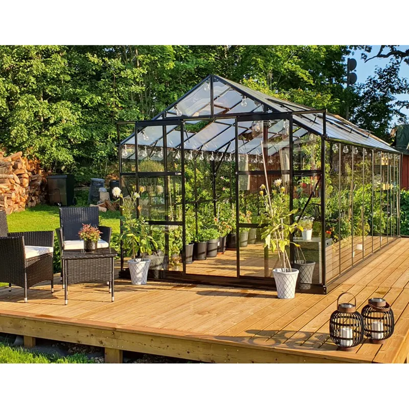 Växthus 12,7m² | 5 års stormgaranti | 4mm säkerhetsglas | Svart - Trädgård & spabad - Trädgårdsskötsel - Växthus