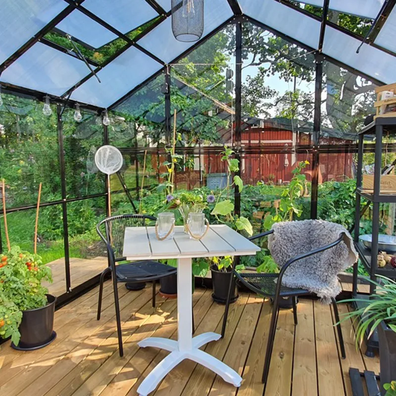 Växthus 12,7m² | 5 års stormgaranti | 4mm säkerhetsglas | Svart - Trädgård & spabad - Trädgårdsskötsel - Växthus