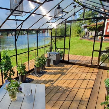Växthus 12,7m² | 5 års stormgaranti | 4mm säkerhetsglas | Svart - Trädgård & spabad - Trädgårdsskötsel - Växthus