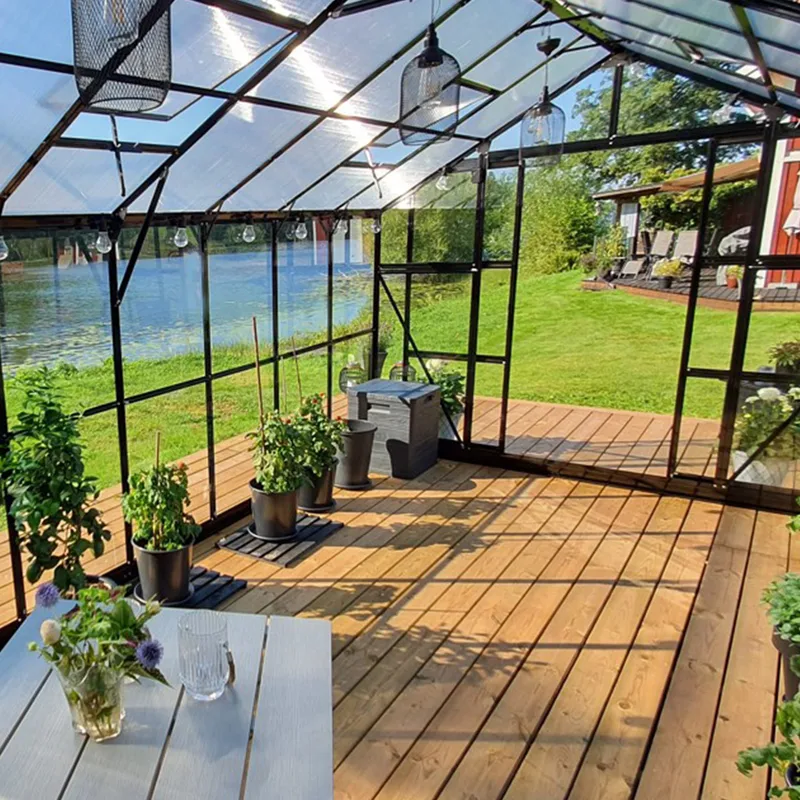 Växthus 12,7m² | 5 års stormgaranti | 4mm säkerhetsglas | Svart - Trädgård & spabad - Trädgårdsskötsel - Växthus