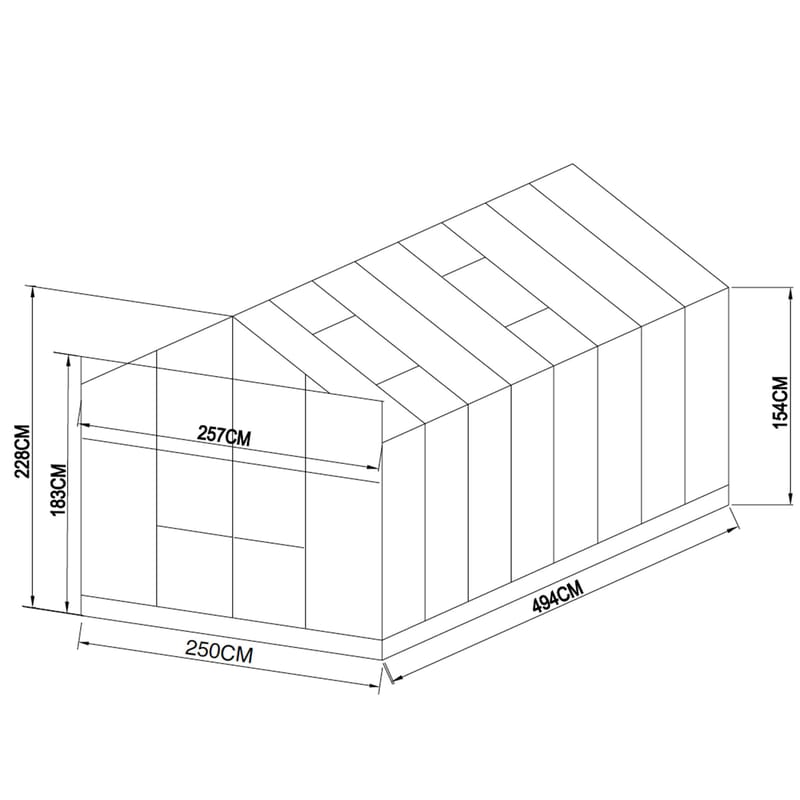 Växthus 12,7m² | 5 års stormgaranti | 4mm säkerhetsglas | Svart - Trädgård & spabad - Trädgårdsskötsel - Växthus