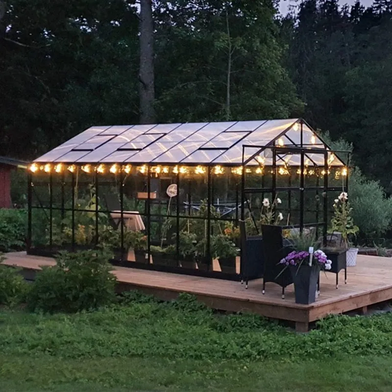 Växthus 12,7m² | 5 års stormgaranti | 4mm säkerhetsglas | Svart - Trädgård & spabad - Trädgårdsskötsel - Växthus
