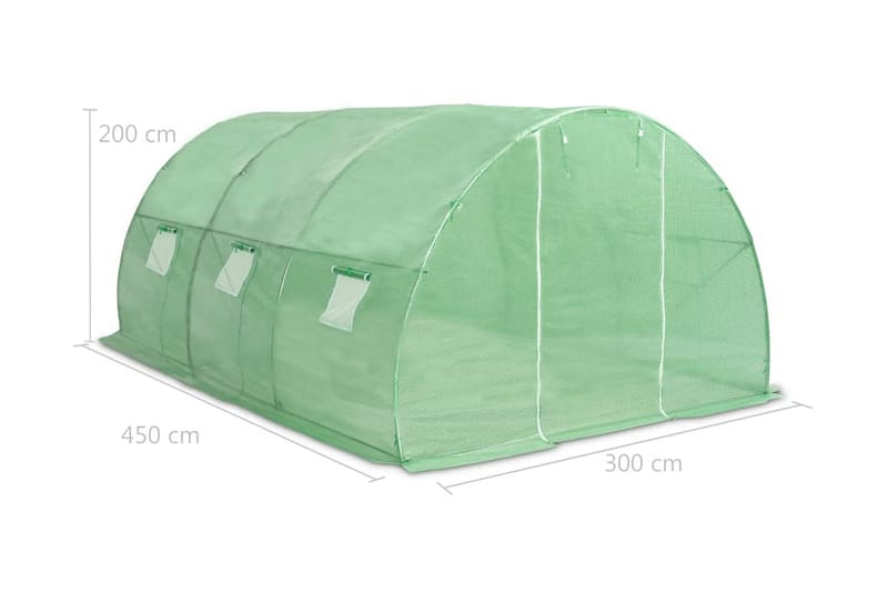 Växthus 13,5m² 450x300x200 cm - Grön - Trädgård & spabad - Trädgårdsskötsel - Växthus