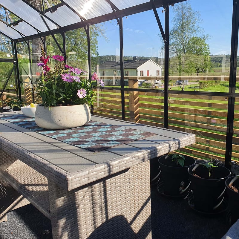 Växthus 14,4m² | 4mm säkerhetsglas | 5 års stormgaranti | Svart - Trädgård & spabad - Trädgårdsskötsel - Växthus
