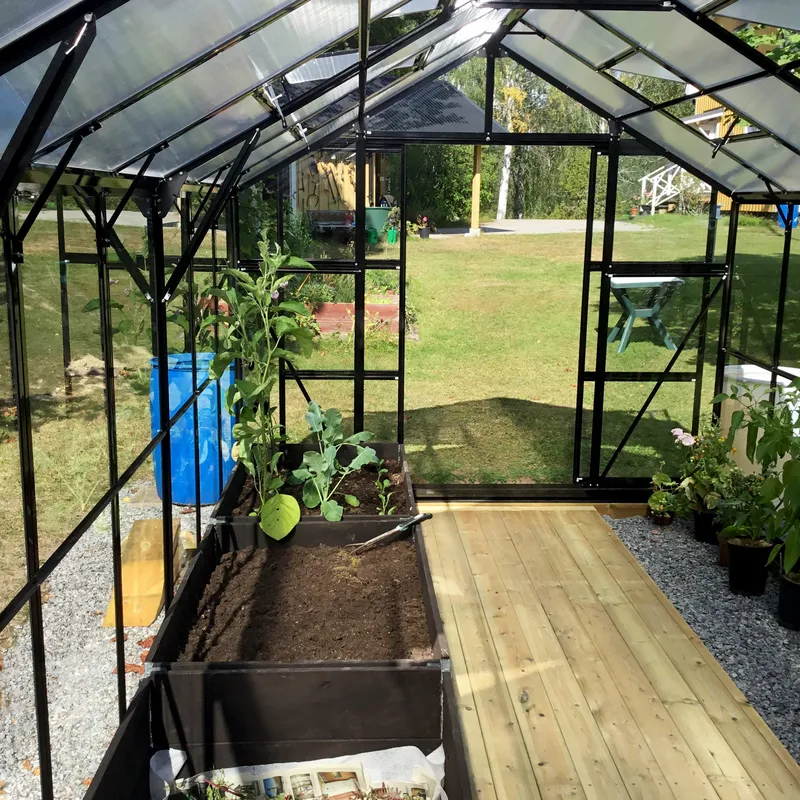 Växthus 16 m² | 4mm säkerhetsglas | 5 års stormgaranti | Svart - Trädgård & spabad - Trädgårdsskötsel - Växthus
