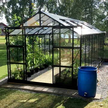 Växthus 16 m² | 4mm säkerhetsglas | 5 års stormgaranti | Svart - Trädgård & spabad - Trädgårdsskötsel - Växthus