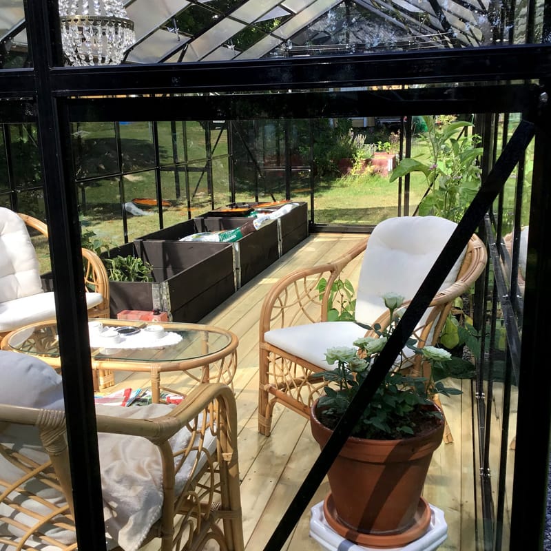 Växthus 16 m² | 4mm säkerhetsglas | 5 års stormgaranti | Svart - Trädgård & spabad - Trädgårdsskötsel - Växthus