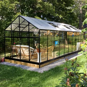 Växthus 16 m² | 4mm säkerhetsglas | 5 års stormgaranti | Svart - Trädgård & spabad - Trädgårdsskötsel - Växthus