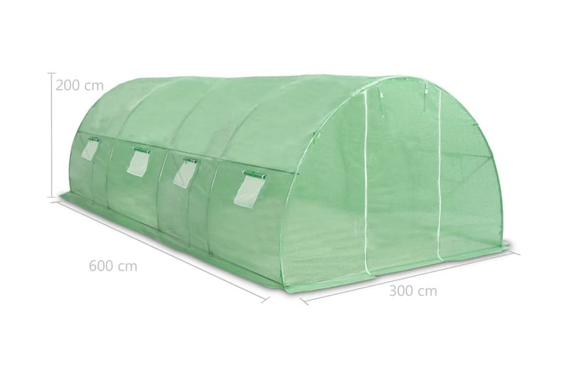 Växthus 18m² 600x300x200 cm - Grön - Trädgård & spabad - Trädgårdsskötsel - Växthus
