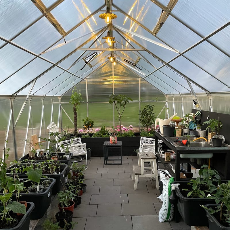 Växthus 18m² | Utökad odlingshöjd | Premium | 6mm kanalplast - Trädgård & spabad - Trädgårdsskötsel - Växthus