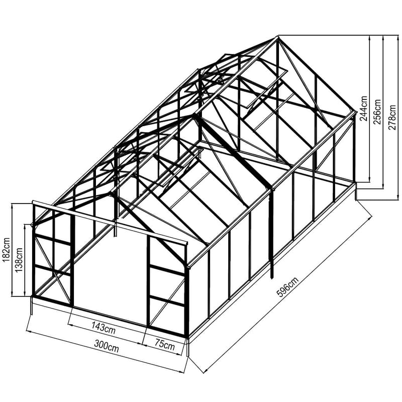 Växthus 18m² Premium | Extra hög odlingshöjd | 6mm kanalplast | Svart - Trädgård & spabad - Trädgårdsskötsel - Växthus