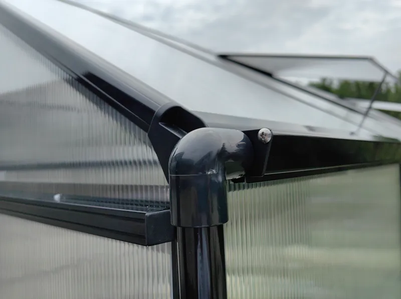 Växthus 18m² Premium | Extra hög odlingshöjd | 6mm kanalplast | Svart - Trädgård & spabad - Trädgårdsskötsel - Växthus