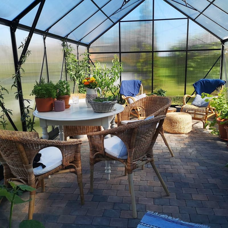 Växthus 18m² Premium | Extra hög odlingshöjd | 6mm kanalplast | Svart - Trädgård & spabad - Trädgårdsskötsel - Växthus