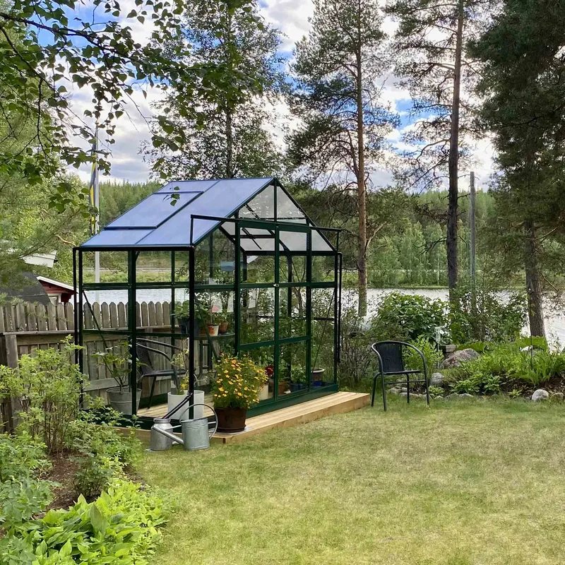 Växthus 3,3m² | 4mm säkerhetsglas | 5 års stormgaranti | Grön - Trädgård & spabad - Trädgårdsskötsel - Växthus