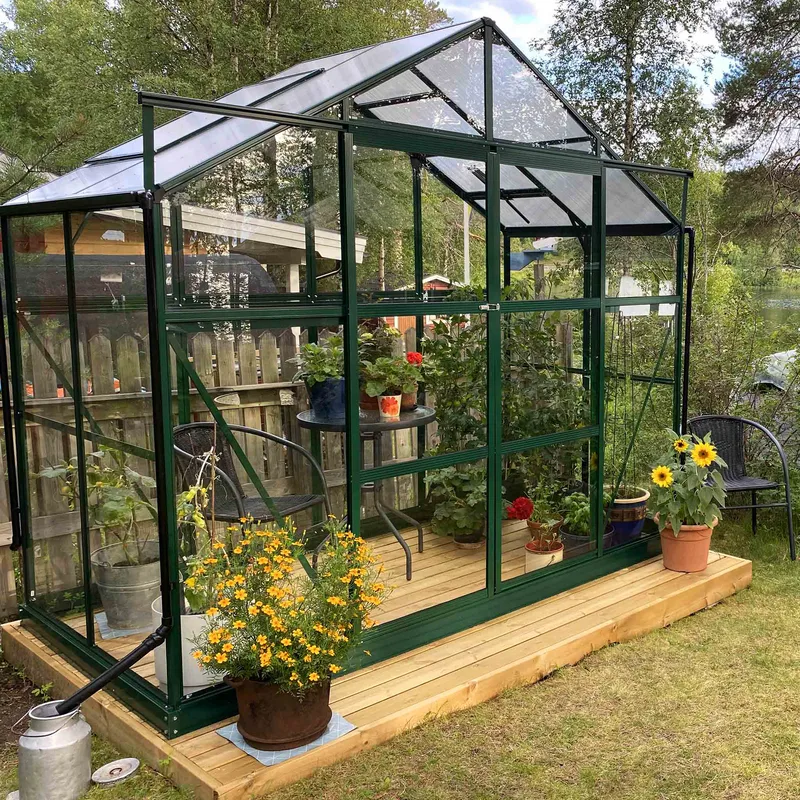 Växthus 3,3m² | 4mm säkerhetsglas | 5 års stormgaranti | Grön - Trädgård & spabad - Trädgårdsskötsel - Växthus