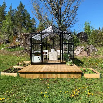 Växthus 6,4 m² | 4 mm säkerhetsglas | 5 års stormgaranti | Svart - Trädgård & spabad - Trädgårdsskötsel - Växthus