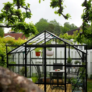 Växthus 6,4 m² | 4 mm säkerhetsglas | 5 års stormgaranti | Svart - Trädgård & spabad - Trädgårdsskötsel - Växthus
