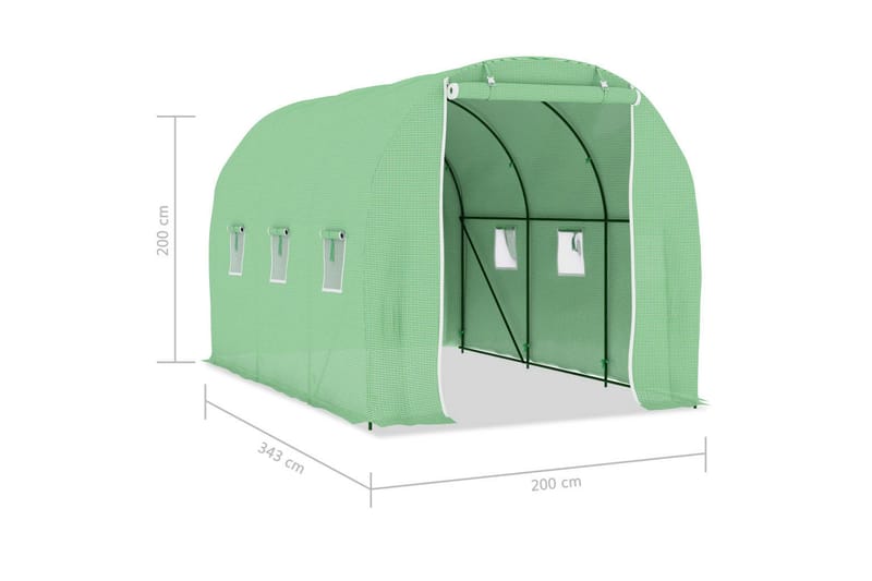 Växthus 6,86 m² 3,43x2x2 m - Grön - Trädgård & spabad - Trädgårdsskötsel - Växthus