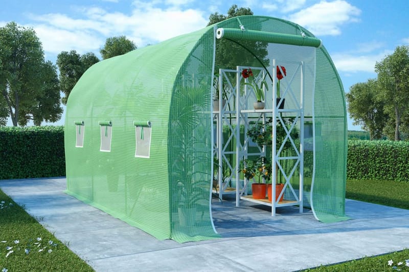 Växthus 6,86 m² 3,43x2x2 m - Grön - Växthus - Fristående växthus