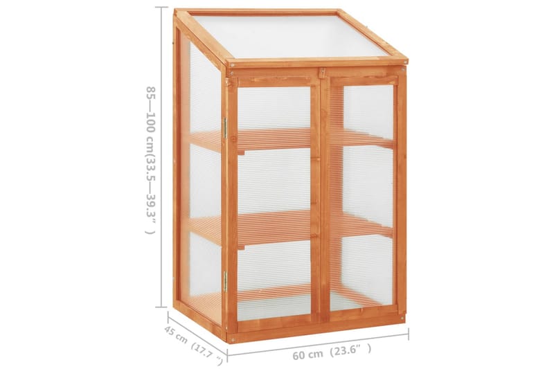 Växthus 60x45x100 cm granträ - Brun - Trädgård & spabad - Trädgårdsskötsel - Växthus