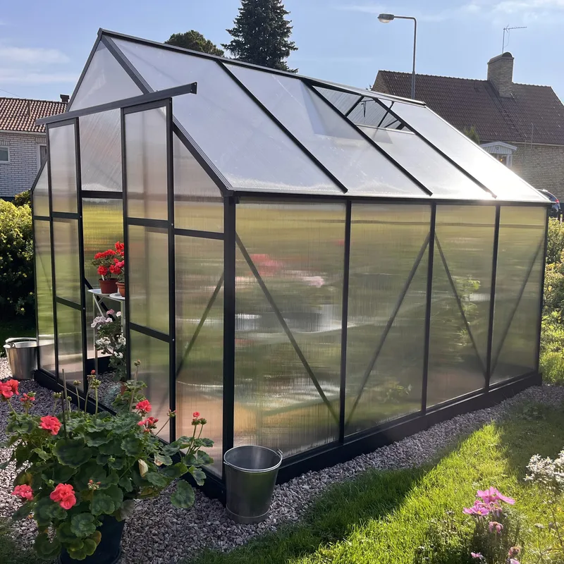 Växthus 7,2m² | Extra hög odlingshöjd | 6mm kanalplast | Svart - Trädgård & spabad - Trädgårdsskötsel - Växthus