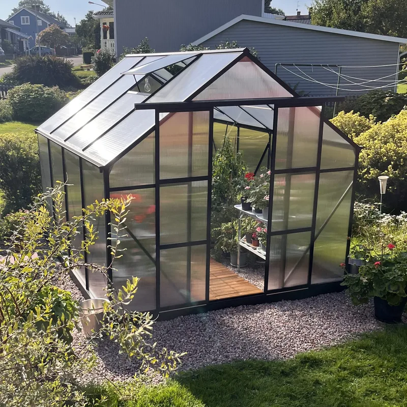 Växthus 7,2m² | Extra hög odlingshöjd | 6mm kanalplast | Svart - Trädgård & spabad - Trädgårdsskötsel - Växthus