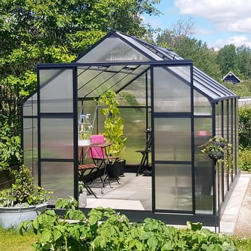 Växthus 8,9m² | 6mm kanalplast | Hög odlingshöjd | Svart - Trädgård & spabad - Trädgårdsskötsel - Växthus