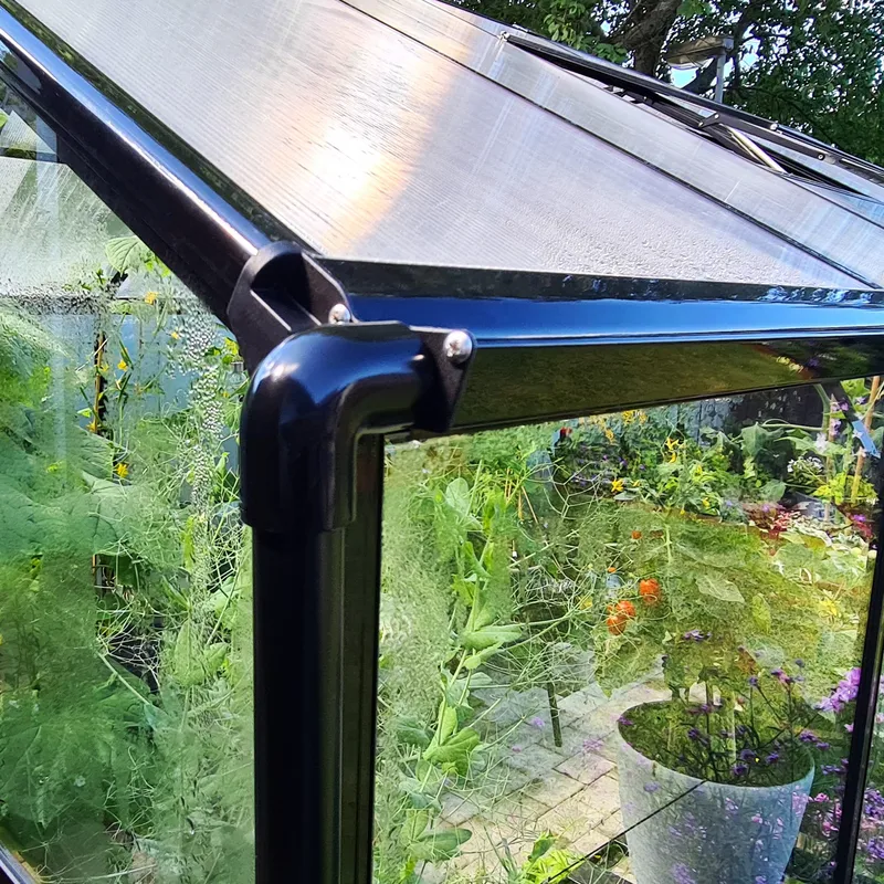 Växthus 9,6 m² | 4mm säkerhetsglas | 5 års stormgaranti | Svart - Trädgård & spabad - Trädgårdsskötsel - Växthus