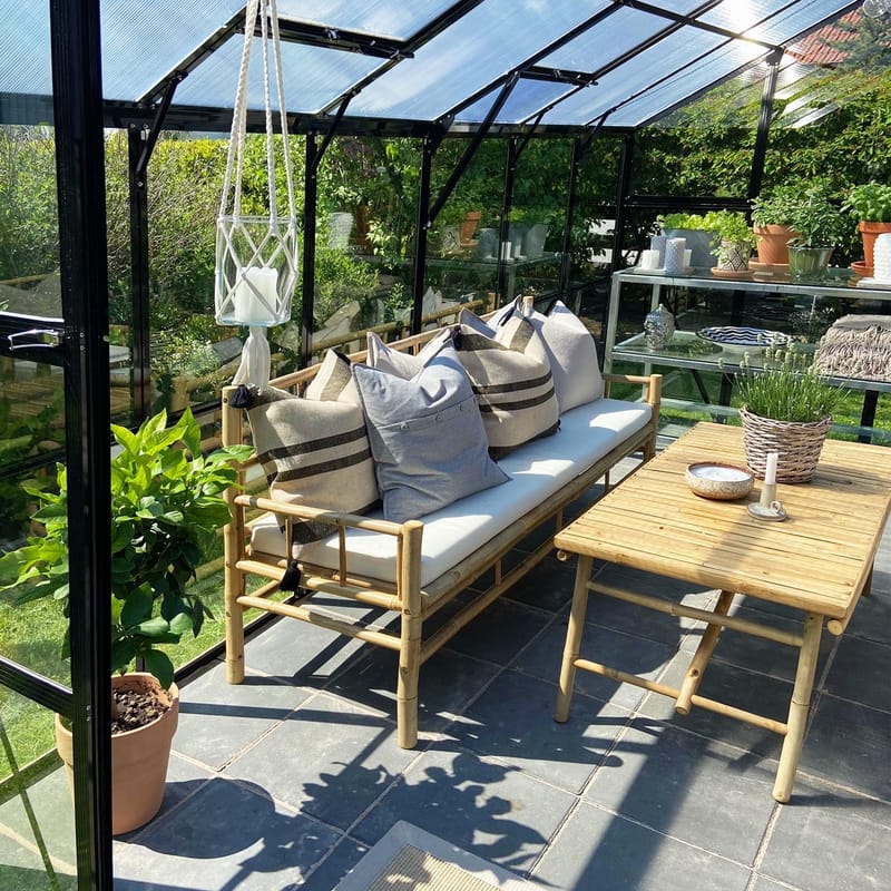 Växthus 9,6 m² | 4mm säkerhetsglas | 5 års stormgaranti | Svart - Trädgård & spabad - Trädgårdsskötsel - Växthus