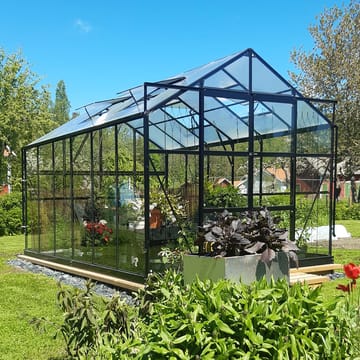 Växthus 9,6 m² | 4mm säkerhetsglas | 5 års stormgaranti | Svart - Trädgård & spabad - Trädgårdsskötsel - Växthus