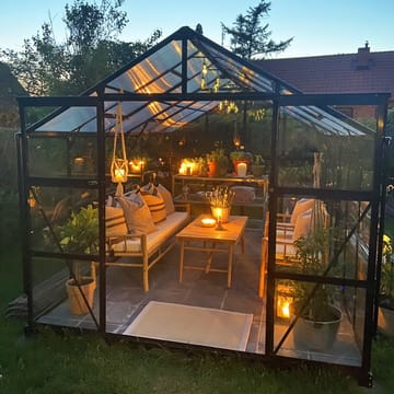 Växthus 9,6 m² | 4mm säkerhetsglas | 5 års stormgaranti | Svart - Trädgård & spabad - Trädgårdsskötsel - Växthus