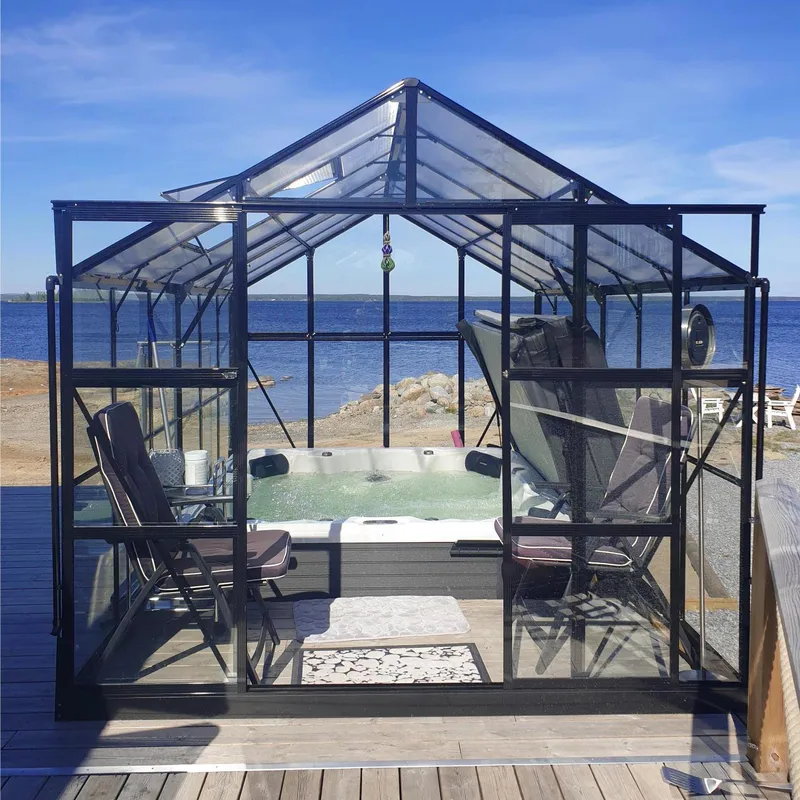 Växthus 9,6 m² | 4mm säkerhetsglas | 5 års stormgaranti | Svart - Trädgård & spabad - Trädgårdsskötsel - Växthus