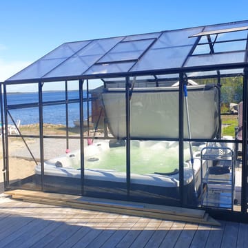 Växthus 9,6 m² | 4mm säkerhetsglas | 5 års stormgaranti | Svart - Trädgård & spabad - Trädgårdsskötsel - Växthus